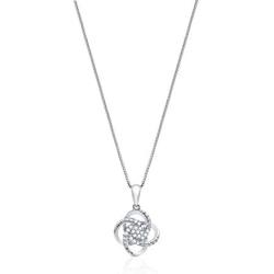 1/4 CT.TW. Genuine Diamond Love Knot Gift Boxed Set in Sterling Silver with 18'' Box Chain