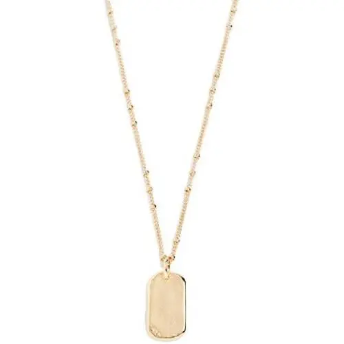 gorjana Womens Griffin Dog Tag Charm Hammered Pendant Necklace, 18K Gold Plated, 19 inch Chain