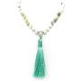 Larimar Accessories Mala Beads 108, 8mm Prayer Malas, All Natural A-1 Beaded Gemstones, Beaded Silk Tassel Necklace, Mens Crystal Healing Bead Jewelry