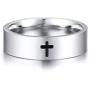 Stainless Steel Cross Simple Silver Band Ring Wedding Ring for Men Boy Women Girl,Religious Jewelry Gift
