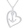 White Natural Diamond Heart & Anchor Pendant Necklace in 14k Gold Over Sterling Silver (0.1 Ct)