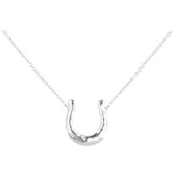 Tisoro 925 Solid Sterling Silver Lucky Horseshoe Pendant Necklace, 16 Inch Lucky Charm Horse Jewelry