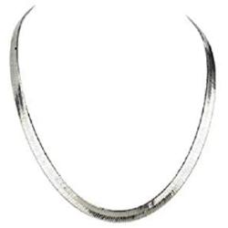 GM JEWELRY 14K White Gold Plated Flat Herringbone Magic Chain Necklace 20 for Men Women Unisex Teens