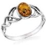 Amber Sterling Silver Oval Celtic Knots Ring