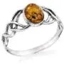 Amber Sterling Silver Oval Celtic Knots Ring