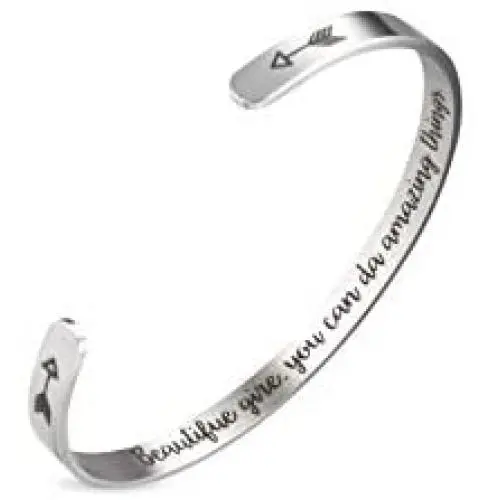 A N KINGPiiN Inspirational bracelets Stainless Steel Cuff Bangle Gifts for Women, Men Teens Girls -Motivational Mantra Quote inspirational Jewelry for friendship encouragement with gift box