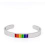 Tstars Gay Pride Bracelet Rainbow Flag Stainless Steel Bangle LGBT Jewelry