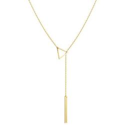 S.J JEWELRY Womens Handmade CZ Simple Delicate 14K Gold Plated/Rose Gold Plated/Silver Plated Lariat Simple Baton Adjustable Y Necklace