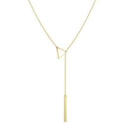 S.J JEWELRY Womens Handmade CZ Simple Delicate 14K Gold Plated/Rose Gold Plated/Silver Plated Lariat Simple Baton Adjustable Y Necklace