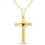 AFFY Simulated Blue Sapphire & Natural Diamond Cross Pendant Necklace inTwo-Tone Gold Over Sterling Silver AFFY Simulated Blue Sapphire & Natural Diamond Cross Pendant Necklace inTwo-Tone Gold Over Sterling Silver