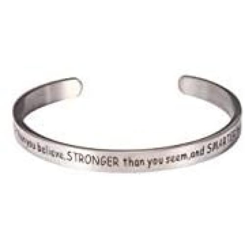 XuRiLai Youre Braver Than You Believe Stronger Than You Seem and Smarter Than You Think Womany Cuff Bracelet Positive Message Cuff Bracelet for Women and Girls Jewelry Gifts(White)