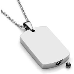 PiercingJ Personalized Custom Name Anniversary Calendar Stainless Steel Military Dog Tags ID Pendant Urn Memorial Container Necklace Ash Keepsake Cremation Jewelry, 24''
