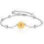 PRAYMOS Sunflower Bracelet Jewelry Women 925 Sterling Silver Adjustable Ball Charm Chain Decent Gifts for Her