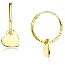 Big Apple Hoops - High Polish Sterling Silver Cute Charm with Small 12mm or 14mm Hoop Earrings Made from Real 925 Sterling Silver in 3 Color Rose, Silver, Gold Fashion Gifts for Men, Teens, Women
