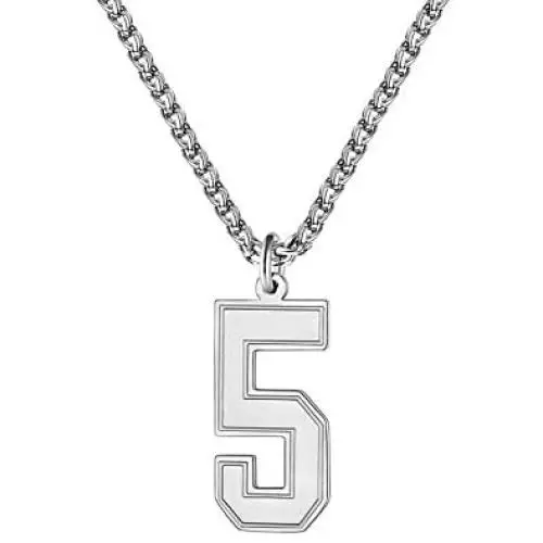QeenseKc Sport Lucky Number 0-9 Necklace Jersey Number Initial Pendant Stainless Steel Jewelry 25mm High 3mm Wheat Chain QeenseKc Sport Lucky Number 0-9 Necklace Jersey Number Initial Pendant Stainless Steel Jewelry 25mm High 3mm Wheat Chain