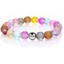 4Pcs Mystic Mermaid Beaded Stretch Bracelet Handmade Round Glass 8mm Multicolor Matte Beads Elastic Bracelet Shining Moonstone Beads Wristband for Women Girl Valentines Jewelry