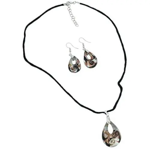 GlassOfVenice Gemma Murano Glass Necklace and Earrings Set - Black GlassOfVenice Gemma Murano Glass Necklace and Earrings Set - Black
