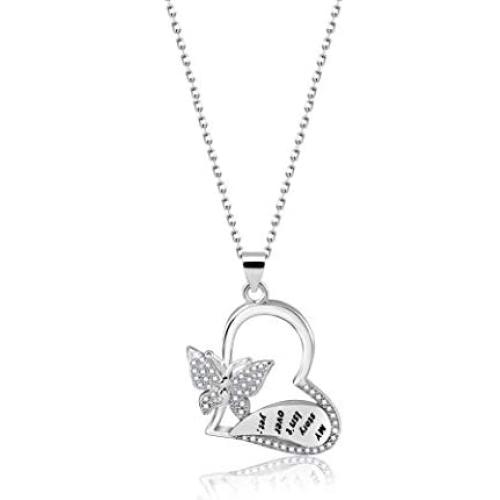My Story isn’t Over Yet Semicolon Butterfly Necklace Love Heart Pendant Necklace with Zircon Stone Prevention Jewelry