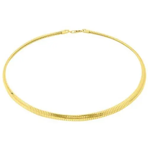 Verona Jewelers 925 Sterling Silver Flexible Italian Flat Domed Omega Chain Necklace- 2MM 3MM 4MM Cubetto Italy Wire Chain 16 18 20, 14K Gold Over Silver Chain Necklace
