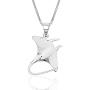 Sterling Silver Manta Ray Necklace Pendant with 18'' Box Chain