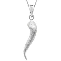 Honolulu Jewelry Company Sterling Silver Italian Horn Necklace Pendant with 18'' Box Chain