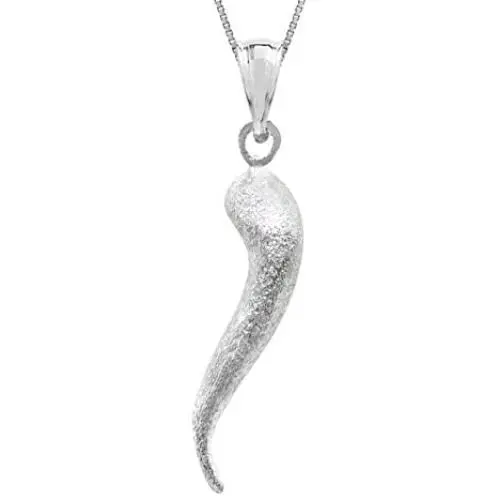 Honolulu Jewelry Company Sterling Silver Italian Horn Necklace Pendant with 18'' Box Chain Honolulu Jewelry Company Sterling Silver Italian Horn Necklace Pendant with 18'' Box Chain