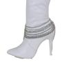 TFJ Women Western Fashion Jewelry Boot Bracelet Silver Metal Chain Links Shoe Anklet Wave Strands