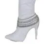 TFJ Women Western Fashion Jewelry Boot Bracelet Silver Metal Chain Links Shoe Anklet Wave Strands