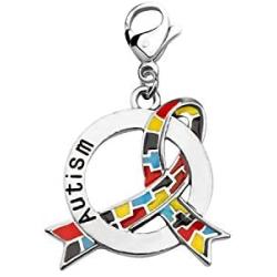 CENWA Autism Ribbon Necklace Asperger Awareness Jewelry Gift for Autism Mom/Autism Teacher/Autistic Girl