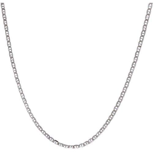 Pori Jewelers 925 Sterling Silver 2mm, 3mm, 3.5mm, 5.5mm Flat Mariner/Marina Link Chain Necklace
