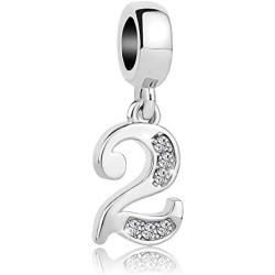 Charmed Craft Crystal 0-9 Lucky Number Charms Dangle Charm Beads for Bracelets