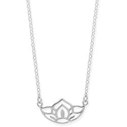 Boma Jewelry Sterling Silver Open Lotus Flower Blossom Necklace, 18 Inches