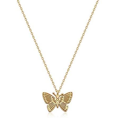 Mevecco Gold Dainty Butterfly Pendant Necklace,18K Gold Plated Tiny Charm Butterfly Pendant Necklaces Delicate Everyday Necklace for Women Minimalist Personalized Jewelry