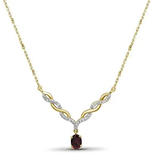 JEWELEXCESS 14k Gold Plated Gemstone Necklace for Women & Girls - Comes in Amethyst, Garnet or Topaz | Calming Gems + Diamond V-Shaped Pendant on a 18'' Rope Chain | Crystal Jewelry Gifts for Birthday JEWELEXCESS 14k Gold Plated Gemstone Necklace for Women & Girls - Comes in Amethyst, Garnet or Topaz | Calming Gems + Diamond V-Shaped Pendant on a 18'' Rope Chain | Crystal Jewelry Gifts for Birthday