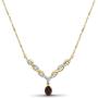 JEWELEXCESS 14k Gold Plated Gemstone Necklace for Women & Girls - Comes in Amethyst, Garnet or Topaz | Calming Gems + Diamond V-Shaped Pendant on a 18'' Rope Chain | Crystal Jewelry Gifts for Birthday
