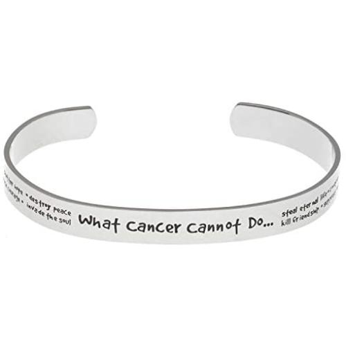 Joyful Sentiments Inspirational Jewelry Stainless Steel ''What Cancer Cannot Do'' Cuff Bracelet
