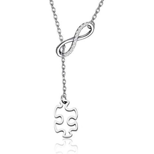 Autism Awareness Necklace Autism Puzzle Infinity Y Lariat Necklace Asperger Awareness Jewelry Autism Mom Teacher Girl Gifts