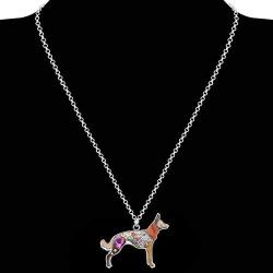 DUOWEI Floral Belgian Malinois Dog Pendant Necklace Alloy Enamel Rhinestone Pets Jewelry Gifts for Women Teens Girls