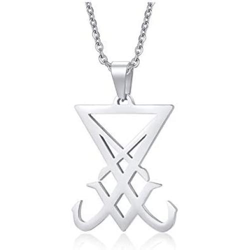 XUANPAI Unisex Stainless Steel Church of Satan Satanic Leviathan Cross Pendant Necklace,Religions Jewelry