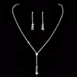Yean Bride Silver Bridal Necklace Earrings Set Crystal Wedding Jewelry Set Rhinestone Choker Necklaces for Women and Girls