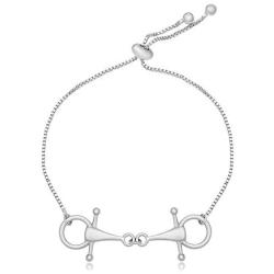 MANZHEN 3 Tone Snaffle Bit Adjust Bracelet for for Horse Lover Equestrian Jewelry