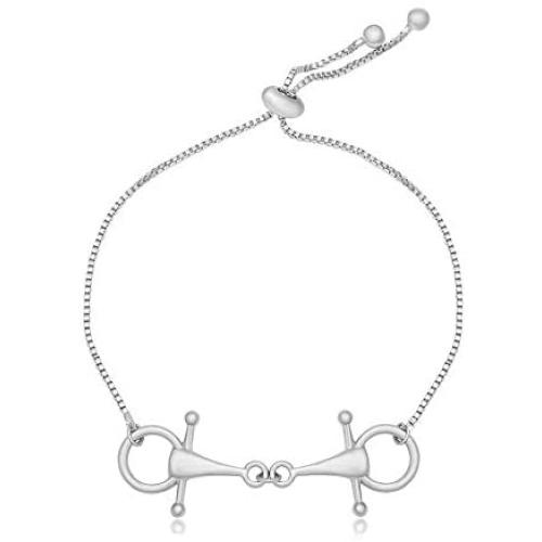 MANZHEN 3 Tone Snaffle Bit Adjust Bracelet for for Horse Lover Equestrian Jewelry