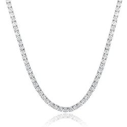 MDFUN Tennis Chain 18K White Gold Plated | 4.0mm 5.0mm Round Cubic Zirconia Cut Tennis Necklace for Women and Men (3 Style of Clasp)