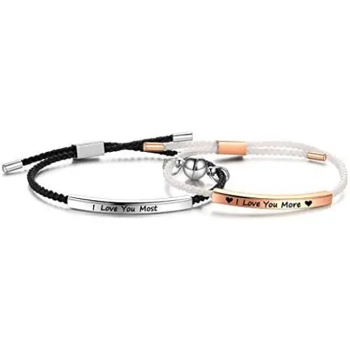 JF.JEWELRY Matching Couples Bracelets Personalized Customize I Love You Bracelets Handmade Braided Bracelet for Lover Stainless Steel Couples Bracelet for Valentines Day, Free Engraving 6-8 Inch JF.JEWELRY Matching Couples Bracelets Personalized Customize I Love You Bracelets Handmade Braided Bracelet for Lover Stainless Steel Couples Bracelet for Valentines Day, Free Engraving 6-8 Inch