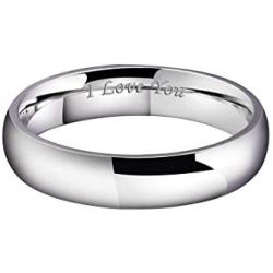 King Will Basic 2mm/3mm/4mm/5mm/6mm/7mm Stainless Steel Ring Original Color Full High Polished with Laser Etched I Love You