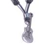 BlueRica Guitar Pendant on Adjustable Black Rope Cord Necklace (Chrome Finish)