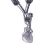 BlueRica Guitar Pendant on Adjustable Black Rope Cord Necklace (Chrome Finish) BlueRica Guitar Pendant on Adjustable Black Rope Cord Necklace (Chrome Finish)