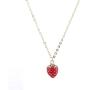 Cute Red Strawberry Pendant Necklace Small Fresh Mini Red Drops Oil Necklace for Women Girls