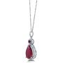 BERRICLE Rhodium Plated Sterling Silver Simulated Ruby Pear Cut Cubic Zirconia CZ Halo Bridal Bridesmaid Fashion Necklace and Earrings Set