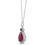 BERRICLE Rhodium Plated Sterling Silver Simulated Ruby Pear Cut Cubic Zirconia CZ Halo Bridal Bridesmaid Fashion Necklace and Earrings Set BERRICLE Rhodium Plated Sterling Silver Simulated Ruby Pear Cut Cubic Zirconia CZ Halo Bridal Bridesmaid Fashion Necklace and Earrings Set